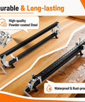 48 Inch Panel Clamps 2 Pack With U Shaped Pressure Blocks And Adjustable Parallelogram Couplers for gluing on a wooden surface.
