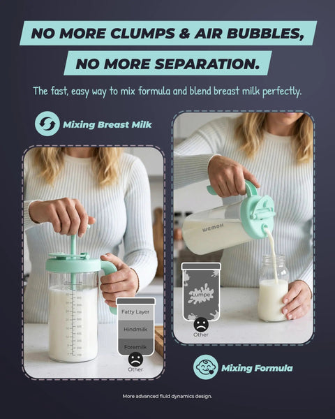 The Go To Rock Solid Borosilicate Glass Breast Milk Pitcher With 32 Oz And Upgraded Bpa Free Mixing Spoon For Heat Safe No Sweat Nursing Mom Storage pouring milk.