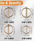 Heavy Duty Lynch Pin Kit 30 Pack For Trucks Trailers Tractors Mowers And 3 Point Hitches showing size and quantity of pins