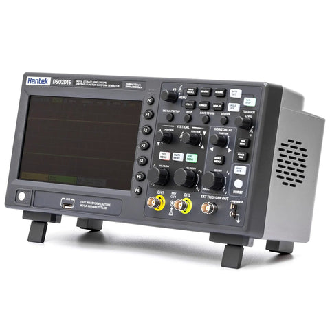 Budget Friendly Digital Storage Oscilloscope With 150 MHz Bandwidth, Two Channel, GSa Per Second Sampling, 8M Memory Depth displayed on stand