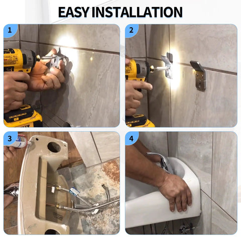 Hella Sturdy Wall Mounted Sink Bracket And Hook Kit Replacement Parts For Secure Bathroom Installation Works Smoothly With Wall Hung Basins And Urinals Two Piece Set Easy Peasy Setup Guaranteed To Hold Tight
