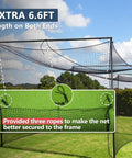 Batting Cage Net Only 55 Ft Long By 35 Ft Wide By 20 Ft High Fully Enclosed Baseball And Softball Cage Netting shown with ropes