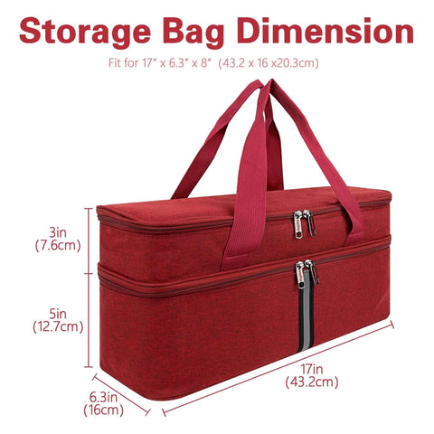 Kickass Deep Red Hand Blender Carry Case With Thick Padding for snug storage dimensions shown