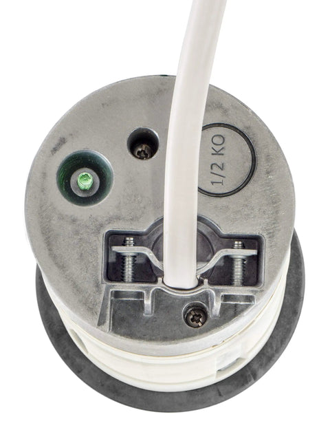 Top view of Pop Up Countertop Power Outlet With Two Tamper Resistant Sockets Surface Or Flush Mount No Sweat Install Black Finish For Kitchens.