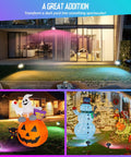 Solar Color Changing Outdoor Lights With 50 LED RGB Spots IP67 Waterproof Landscape Lighting For Yard Garden Patio in use.