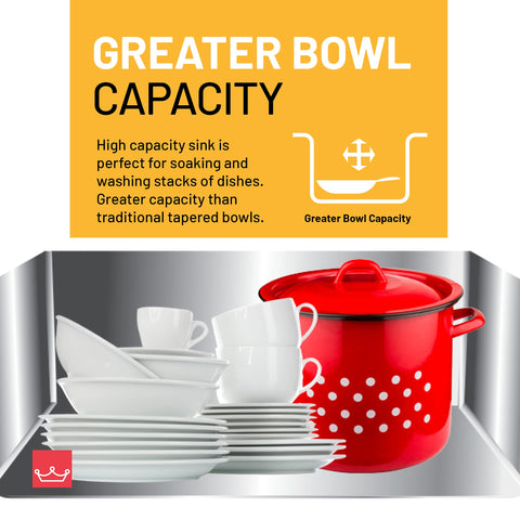 Drop-In Double Bowl Stainless Steel Kitchen Sink, 33-Inch, with dishes showcasing capacity and easy clean features