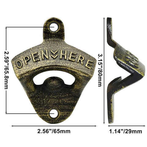 Retro Metal Wall Mounted Bottle Cap Opener Set Packs Twelve Heavy Duty Pull Tabs That Kick Ass At Opening Crown Caps Keeping Your Garage Or Basement Bar Super Chill, antique bronze opener dimensions.