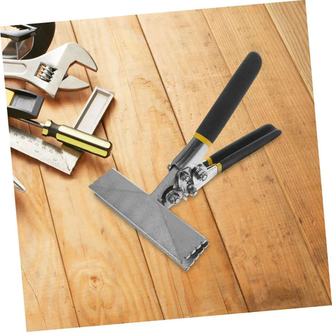 Duckbill Pliers Straight Jaw Sheet Metal Bender Tool with Non Slip Handle for precise bending on wooden surface