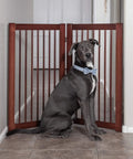 Extension Kit for 360 Configurable Walk Through Folding Pet Gate Expands Openings to 38 Inches Wide in hallway with dog