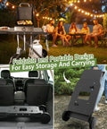 Portable Grill Cart For 17 And 22 Inch Griddles with foldable table and propane tank holder in backyard setting