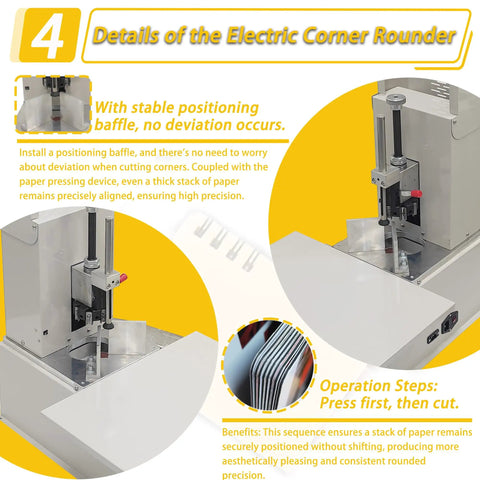 Electric Corner Rounder Machine 50mm Capacity With Safety Guard And Foot Pedal Includes 7 Blades R3 Through R9 Perfect For Documents