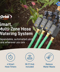Gen 2 Smart Hose Watering Timer With Wi Fi Hub Four Pack Includes Hose Y Splitter Easy Setup And Precise Scheduling For Auto Garden Watering Hands Free Plant Care Weatherproof Outdoor Controller multiple zone setup.