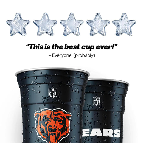 Rep Your Team With Officially Licensed Nfl Chicago Bears Aluminum Party Cups 20 Ounce Pack Of 20 Reusable Drink Vessels For Game Day Tailgating And Ice Cold Sips with logo and condensation.