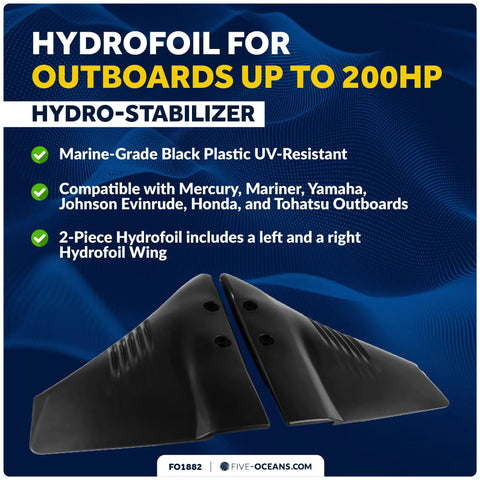 Hydrofoil For Outboard Motors Gives Your Boat a Real Boost Up To 200HP Black Hydro Stabilizer For Outboards And Stern Drives