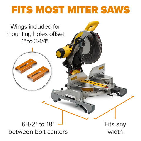 Universal Portable Miter Saw Stand 2nd Generation Pro Grade with Quick Release Tool Mount and Folding Design, shown with miter saw