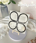 Cream Glossy White Peel And Stick Backsplash Tiles With Floral Modern Design on stand, 8x8 Inch, waterproof, super glossy finish