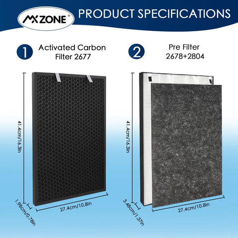 Illustration of All-In-One Replacement Filters For Air220 And Air320 Purifiers, Pre-Filter 2678 And 2804, Activated Carbon Filter 2677