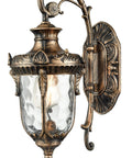 Bronze Outdoor Wall Light Fixture With Hammered Glass Shade, Weatherproof Exterior Sconce For Front Door, 15.8 inches tall