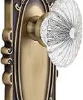 Victorian Plate With Burgundy Crystal Knob, Single Dummy Door Hardware In Vintage Brass For Interior Doors, side view