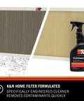 HVAC Filter Cleaner And Refresher Spray 32 Ounce Bottle That Restores Home Air Filter Performance next to air filters