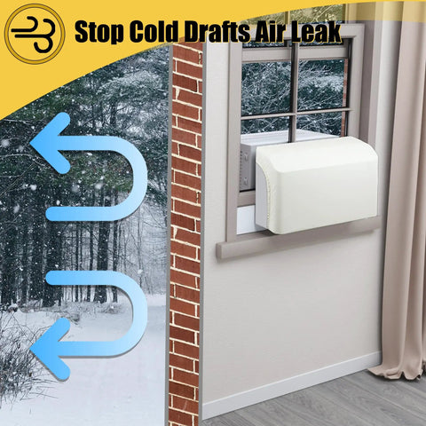 2 Pack U Shape Window AC Foam Block With Weather Seal Tape Curtain Side Draft Stopper installed on window