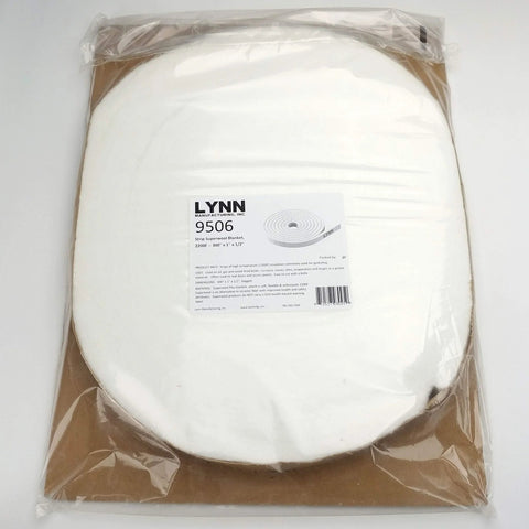 Lynn Strip Ceramic Fiber Alternative Blanket, white rolled blanket, 2200°F rated, 1in x 1/2in x 300in
