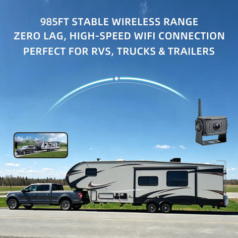 Dead Simple Wireless Backup Camera For Truck RV Trailer With AI Blind Spot Monitoring No Wiring Required Rock Solid 985 FT WiFi Range