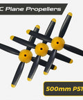 Three Sets Of Four Blade Propellers For 500mm P51 Mustang Brushless RC Plane, Spare Prop Kit With Nose Cone For Four Channel RC Airplane