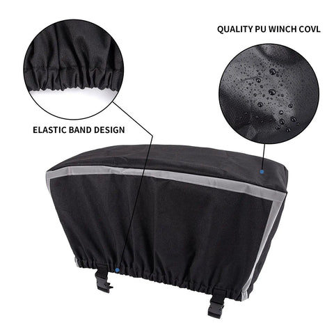 Beefed-Up Waterproof Winch Cover For 8000-13500 Lb Winches, Heavy-Duty 900D Oxford Fabric With PVC Coating, Reflective Ribbon, All-Weather Protection Against The Elements, elastic band