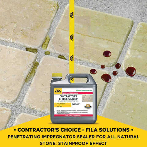 Contractor's Choice Natural Stone Sealer For Indoor Outdoor Use, Tile And Grout Protector, Waterproof Stain Proof Penetrating Impregnator Sealer, Ideal For Granite Travertine Marble And More, 1 Gallon