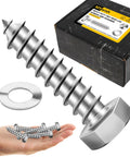 304 Stainless Steel Lag Bolts Kit Three Eighths Inch By One And One Half Inch With Flat Washers And Hex Socket Heavy Duty Wood Fasteners For Wood To Heavy Materials Construction And Outdoor Projects 50 Pieces Bright Finish