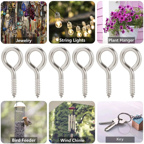 One Inch Screw Eye And Eye Hook Set Nickel Plated For Lightweight DIY Projects, 100 Pcs Small Eye Screws for Crafting Display