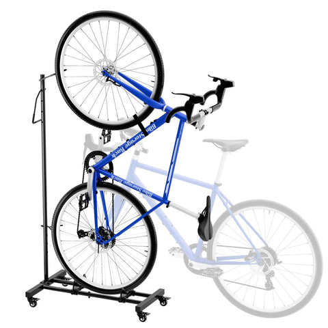Vertical Bike Stand With Easy Rolling Wheels And Adjustable Height For 29 Inch Wheels, Space Saving Freestanding Bike Rack