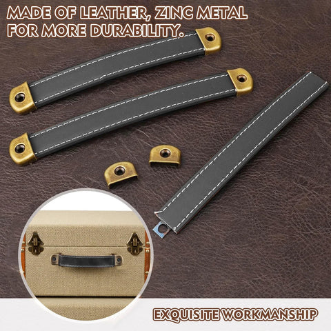 Leather Drawer Pulls Set Of 3 Pieces With Mounting Screws For Cabinets Luggage Handles And Trunk Replacement Modern Leather Knobs In Three Lengths 122mm 155mm 191mm Includes 3 Pulls And 6 Screws For Easy Installation Durable Leather Finish.