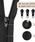 Number Five Zipper Sliders Repair Kit With 12 Sliders, 30 Top Stops And 15 Bottom Stops, works on metal nylon and plastic zippers