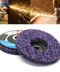 Heavy Duty Flap Disc Set For 125mm Orbital Sander And Angle Grinder, grinding in use, close-up of abrasive disc texture
