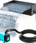 Pond Waterfall With Pump Kit 304 Stainless Steel Spillway Easy Install 40W 660GPH Pump 9.8Ft Corrugated Tubing For Garden Ponds 12Inch Water Feature Durable Outdoor Display