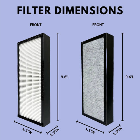 Dimensions of 3-In-1 HEPA Pre Filter Replacement For T100 And T300 Smart Air Purifiers Pack Of 4 Washable Black Pre Filter Plus True HEPA Filtration Capturing 99.97% Of Particles Down To 0.3 Microns