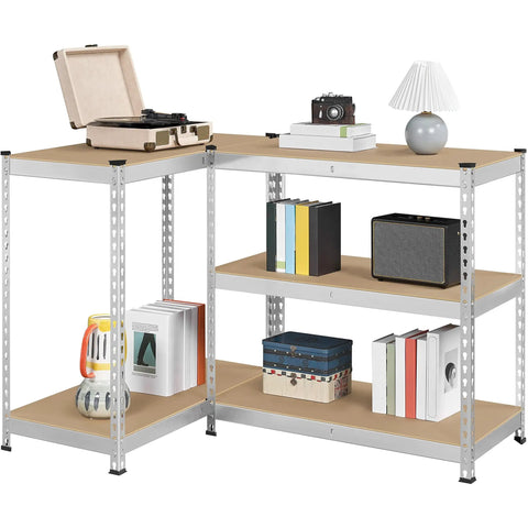 Built Like A Tank Five Tier Storage Shelf With Heavy Duty Iron Frame And Solid Wood Boards Silver Finish For Garage Organizing Home Display Or Office Gear Supporting Up To 1930 Pounds Total Capacity