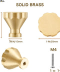 Heavyweight Solid Brass Brushed Gold Cabinet Knobs 0.94 Inch Diameter 24mm 8 Pack Contemporary Euro Style Drawer Knobs For Kitchen Cabinets And Dressers Built To Last, showing dimensions and views