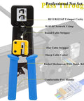 Pro Grade Network Tool Kit Set With Rock Solid Cable Tester And No Sweat Wire Strippers for crimping RJ11/RJ45 cables.