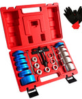 Crankshaft And Camshaft Oil Seal Installer And Remover Kit, 22 Piece Puller Set For Automotive Engine Repair with interchangeable sleeves in a red case