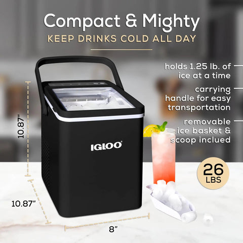 Portable Countertop Ice Maker With Self Cleaning Produces 26 Lbs A Day Ice Ready In 6 To 8 Minutes Includes Ice Scoop And Basket
