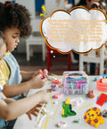 Children sculpting with Polymer Clay Starter Kit With 60 Colors For Kids And Artists, Non Sticky Oven Bake Modeling Clay on a table.