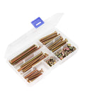 50 Piece 1/4-20 Crib Hardware Replacement Kit with zinc plated hex socket cap screws and barrel nuts in storage box