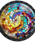 Rainbow Stained Glass Spiral Cabinet Knobs Set Of 4 For Kitchen And Bathroom, colorful mosaic pattern with red to violet gradient.