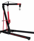 2 Ton Folding Engine Crane With Dual Pump Pistons For Faster Lifts And Easy Pump Action Low Profile 4.7 Inch Legs Fit Under Wide Vehicle Frames