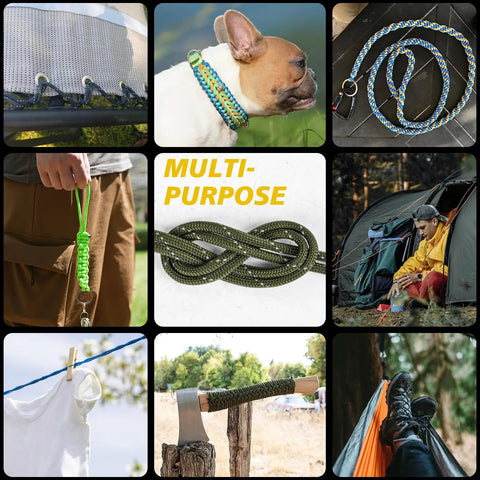 Reflective Paracord 1000Lb Heavy Duty 4Mm 13 Strand Parachute Cord in outdoor uses: camping, clothesline, hammock, survival gear.
