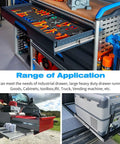 Heavy Duty Full Extension Drawer Slides Side Mount Ball Bearing Rails 12 to 40 Inch 220 Lb Capacity No Lock Pair in cabinets