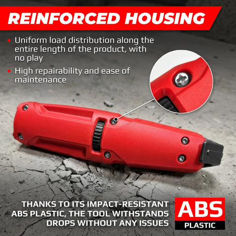 Professional Grade 2-in-1 Wire Stripper And Cable Cutter Tool With Spring Loaded Clamp For Round Wires showing reinforced ABS plastic housing.